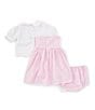 Color:Pink - Image 2 - Baby Girls 3-24 Months Sleeveless Checked/Goose Applique Empire-Waist Dress & Short-Sleeve Woven Shirt Set