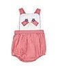 Color:Red - Image 1 - Baby Girls 3-9 Months Sleeveless Americana Flag-Embroidered Solid/Checked Bodysuit