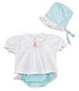 Color:Mint/White - Image 1 - Baby Girls Newborn-6 Months Puffed Sleeve Easter Bunny Top & Coordinating Panty Set