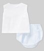 Color:White - Image 2 - Baby Girls Newborn-6 Months Sleeveless Shadow-Stitched Whale Motif Top, Panty & Bonnet Set