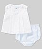 Color:White - Image 3 - Baby Girls Newborn-6 Months Sleeveless Shadow-Stitched Whale Motif Top, Panty & Bonnet Set