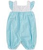 Petit Ami Baby Girls Square Neck Flutter Sleeve Tulip Applique Bubble Romper - Image 2