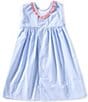 Petit Ami Little Girls 2T-4T Sleeveless Checked/American Flag Smocked Waist Fit-And-Flare Dress, Color:Light Blue - Image 2
