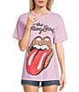 Philcos The Rolling Stones Cheetah Lips Crewneck Short Sleeveless T-Shirt, Color:Light Pink - Image 3