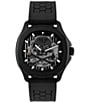 Color:Black - Image 1 - Men's Skeleton Spectre Automatic Solid Black Silicone Strap Watch