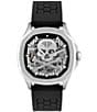 Color:Black - Image 1 - Men's Skeleton Spectre Automatic Silver Black Silicone Strap Watch