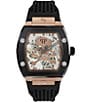 Color:Two-Tone - Image 1 - Men's The Skeleton Automatic Black Silicone Strap Watch