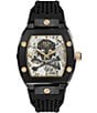 Color:Black - Image 1 - Men's The Skeleton Automatic Grey Dial Black Silicone Strap Watch