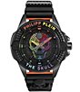 Color:Black - Image 1 - Men's The Skull Quartz Analog Rainbow Crystal Black Dial Black Silicone Strap Watch