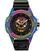 Color:Rainbow - Image 1 - Men's The Skull Rainbow Quartz Analog Black Silicone Strap Watch