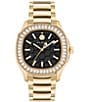 Color:Gold - Image 1 - Women's Spectre Crystal Quartz Analog Gold Stainless Steel Watch