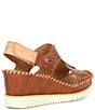 Color:Brandy - Image 2 - Aguadulce Leather Cut-out Perforated Platform Wedge Sandals