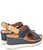 Color:Blue - Image 3 - Aguadulce Leather Cut-out Perforated Platform Wedge Sandals