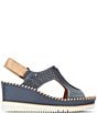 Color:Blue - Image 1 - Aguadulce Leather Cut-out Perforated Platform Wedge Sandals