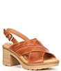 Color:Brandy - Image 1 - Canarias Cross Strap Leather Slingback Sandals