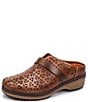 Color:Brandy - Image 6 - Granada Perforated Leather Clogs