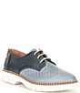 Color:Denim - Image 1 - Henares Perforated Two-Tone Oxfords