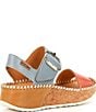 Color:Nectar - Image 2 - Marina Leather Colorblock Cork Wedge Sandals