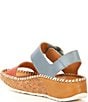 Color:Nectar - Image 3 - Marina Leather Colorblock Cork Wedge Sandals