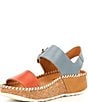 Color:Nectar - Image 4 - Marina Leather Colorblock Cork Wedge Sandals