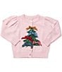 Pink Chicken Big Girls Constance Christmas Tree Bow Detail Sweater - Image 1