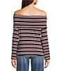 Pink Robin Striped Off-The-Shoulder Foldover Top - Image 2