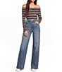 Pink Robin Striped Off-The-Shoulder Foldover Top - Image 3