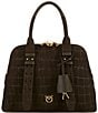 PINKO Croc Embossed Nubuck Medium Bowling Satchel Handle Bag - Image 1