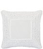 Color:White - Image 1 - Lillian Collection Jacquard-Framed Striped 16#double; Square Decorative Reversible Pillow