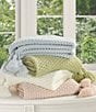 Color:Green - Image 4 - Millie Basket Weave Knit Tassel Throw