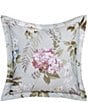 Color:Sea Foam - Image 2 - Sara Collection Floral Cotton Decorative Square Pillow