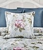 Color:Sea Foam - Image 3 - Sara Collection Floral Cotton Decorative Square Pillow