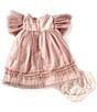 Pippa & Julie Baby Girls Remy Sheer-Flutter-Sleeve Sparkle Mesh Float Dress, Color:Mauve - Image 2