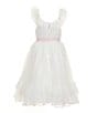 Pippa & Julie Little Girls Sleeveless Ruth Dotted Lace Fit-And-Flare Dress, Color:White - Image 2