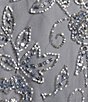 Color:Sky Blue - Image 3 - 3/4 Sleeve Crew Neck Long Beaded Godet Gown