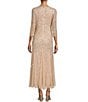 Color:Blush - Image 2 - Beaded Boat Neck 3/4 Sleeve Gown