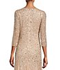 Color:Blush - Image 4 - Beaded Boat Neck 3/4 Sleeve Gown