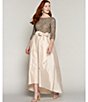 Color:Blush - Image 5 - 3/4 Sleeve Beaded Bodice Pleated Taffeta Gown