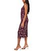 Pisarro Nights Beaded Mesh Crew Keyhole Neckline Sleeveless Sheath Midi Dress, Color:Plum - Image 3