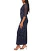 Pisarro Nights Beaded Mesh V-Neck 3/4 Sleeves Jacket Dress - Image 3
