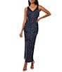 Pisarro Nights Beaded Mesh V-Neck 3/4 Sleeves Jacket Dress - Image 4