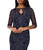 Pisarro Nights Beaded Mesh V-Neck 3/4 Sleeves Jacket Dress - Image 5