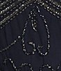 Color:Navy - Image 3 - Beaded V-Neck Short Sleeve Sheath Gown