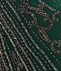 Pisarro Nights Mesh Short Sleeve Beaded Sheath Gown, Color:Basil - Image 3