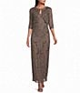 Pisarro Nights Petite Size All Over Beaded Mesh Jacket Dress - Image 1