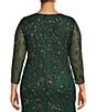 Color:Hunter - Image 4 - Plus Size 3/4 Sleeve Scoop Neck Beaded Gown