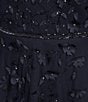 Pisarro Nights Plus Size 3D Floral Beaded 3/4 Sleeve Illusion Crew Neck Dress, Color:Navy - Image 3