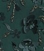 Pisarro Nights Plus Size 3D Mesh Floral Illusion Crew Neckline Short Sleeve A-Line Dress, Color:Dark Green - Image 3