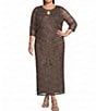 Pisarro Nights Plus Size All Over Beaded Mesh Jacket Dress - Image 1