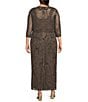 Pisarro Nights Plus Size All Over Beaded Mesh Jacket Dress - Image 2